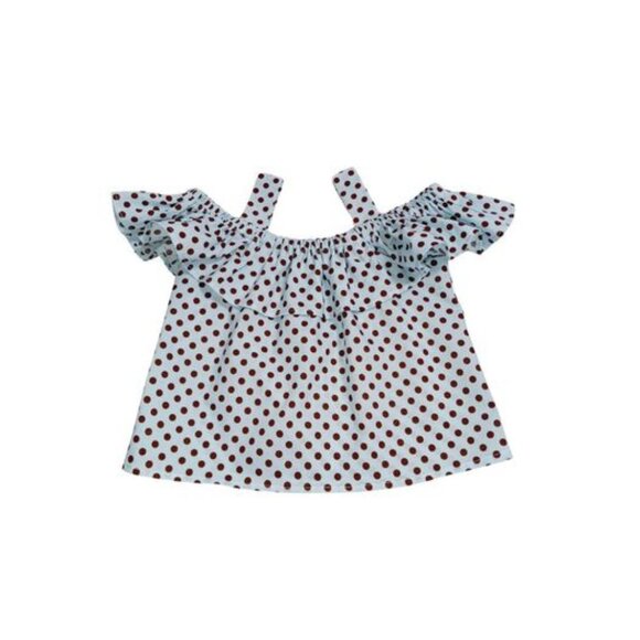 Troy x London girls light blue polka dot top Size 3T - Picture 4 of 4